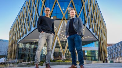 onHand founder and CEO Sanjay Lodo with Dan Moffatt (CTO) at their new premises The Catalyst in Newcastle City Centre.